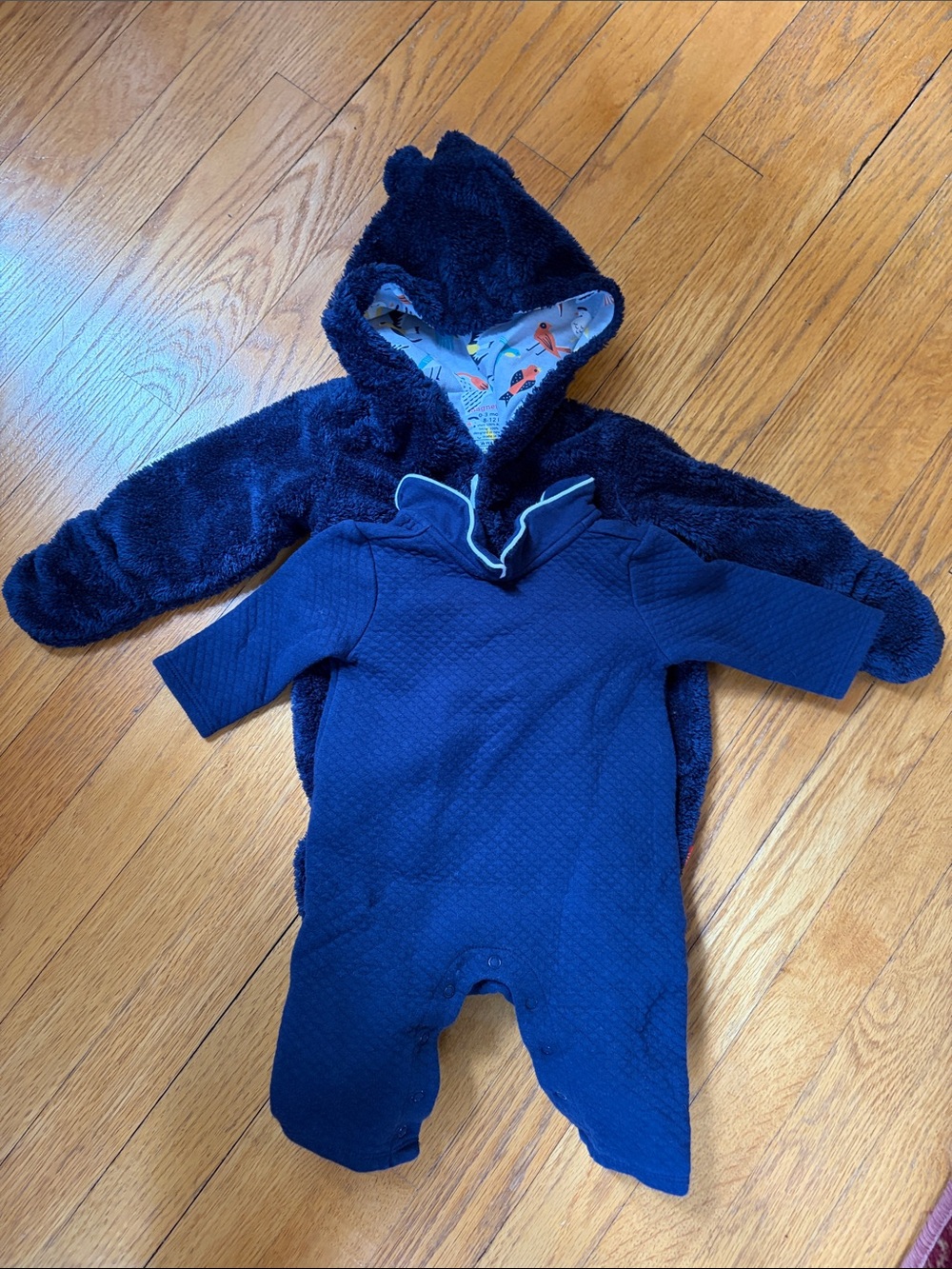 Magnetic Me Navy Fuzzy Hooded Baby One-Piece with One Piece Outfit